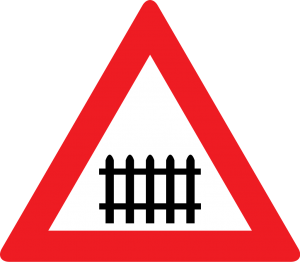 Bahnübergang mit Schranken straßenzeichen